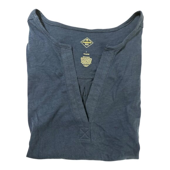 St. John’s Bay | Sleeveless | Split Neck | Cotton Top | Navy Blue | Size L - Picture 3 of 3